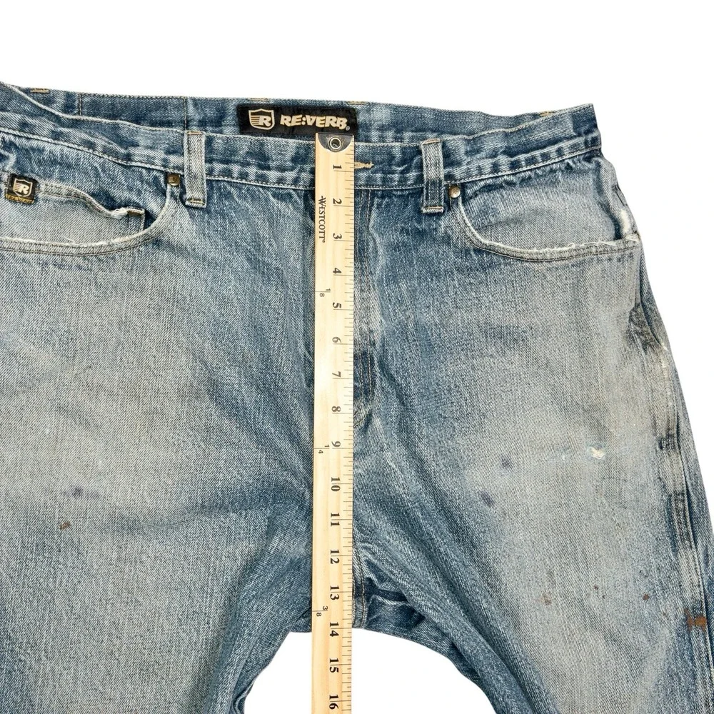 Vintage Reverb Wide Leg‎ Baggy Jeans Mens 38x34 Paint Splatter Stains Distressed
